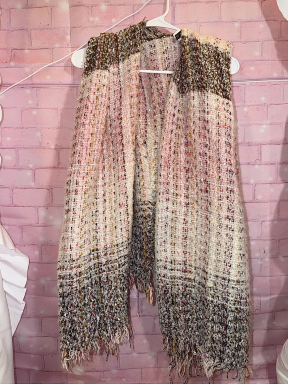 Cozy Multicolor Knit Fringe Shrug/Scarf - Women Accessories